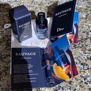 Dior Sauvage Eau de Parfum Mini with 2 Samples and Dior Fabric Gift Bag